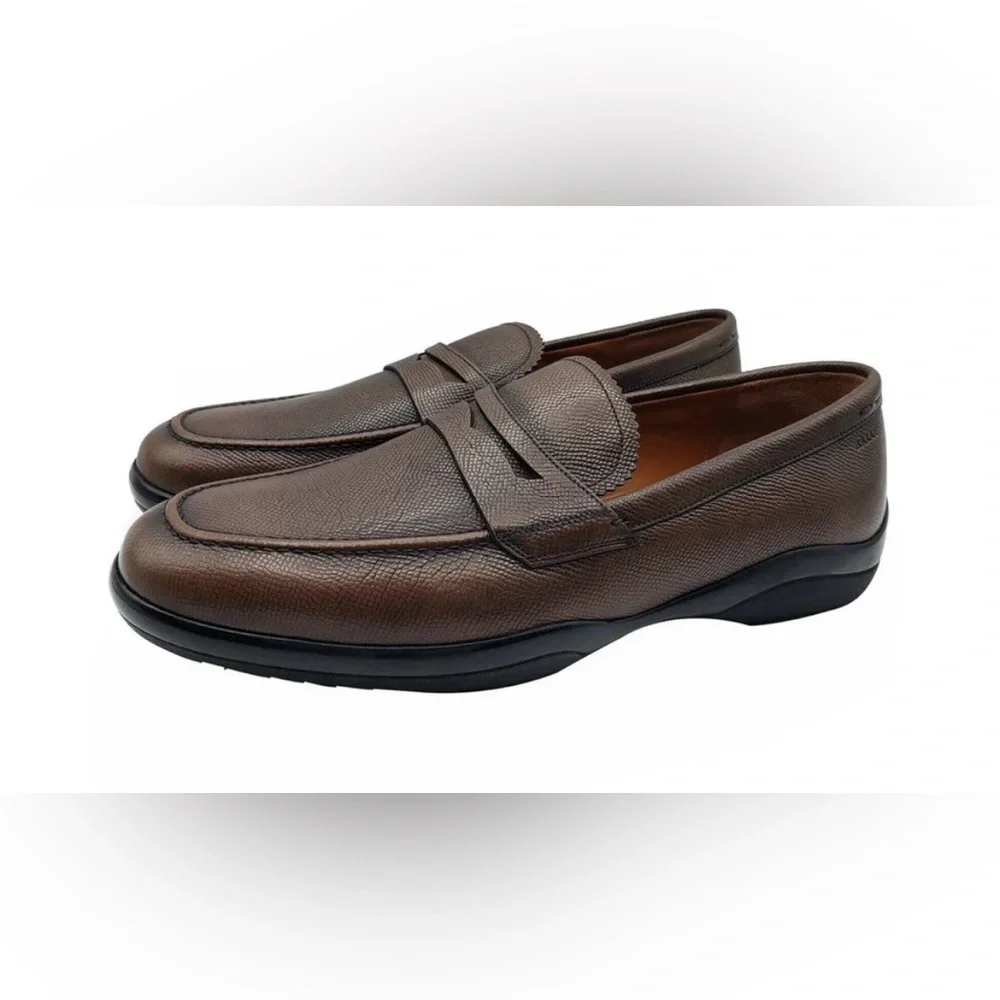 Bally MICSON/01 Men's Medium Brown Leather Slip On Loafer Dress Shoes
